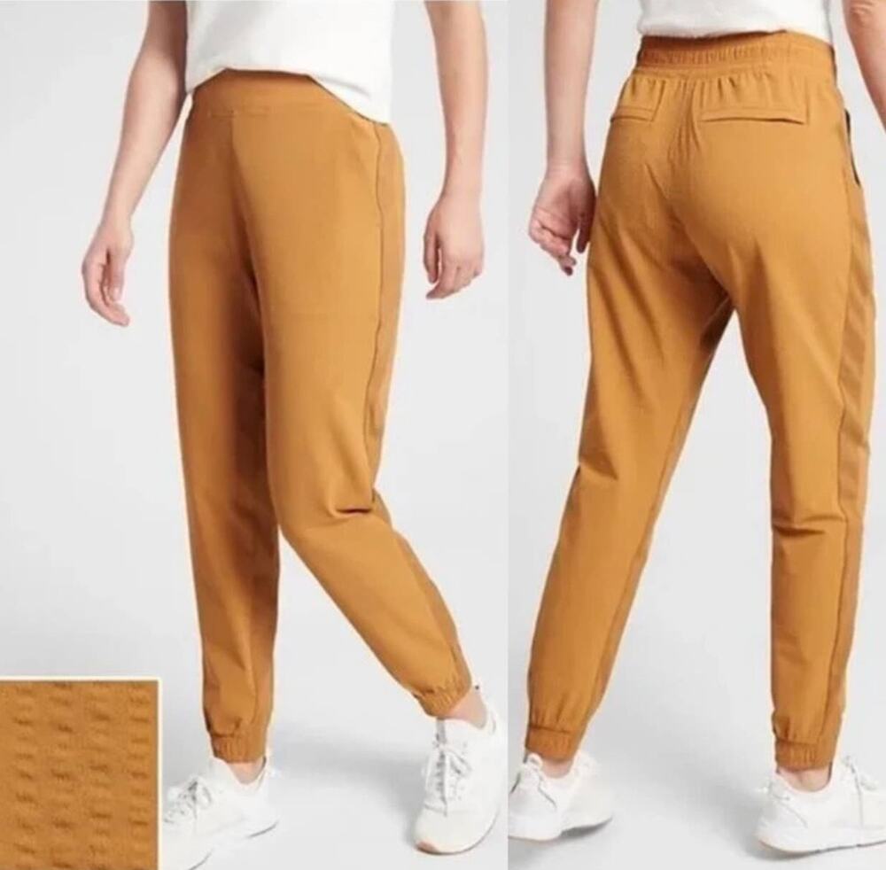 ATHLETA Yellow 6T Textured Brooklyn Jogger Pants Stretch High Rise Elastic Waist